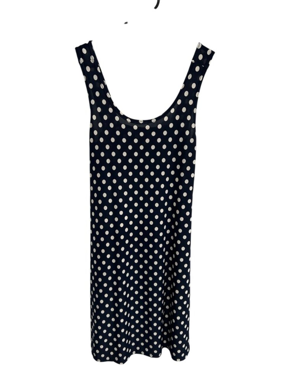Patchington Medium Navy White Polka Dot Scoop Neck Dress Retro Timeless Style